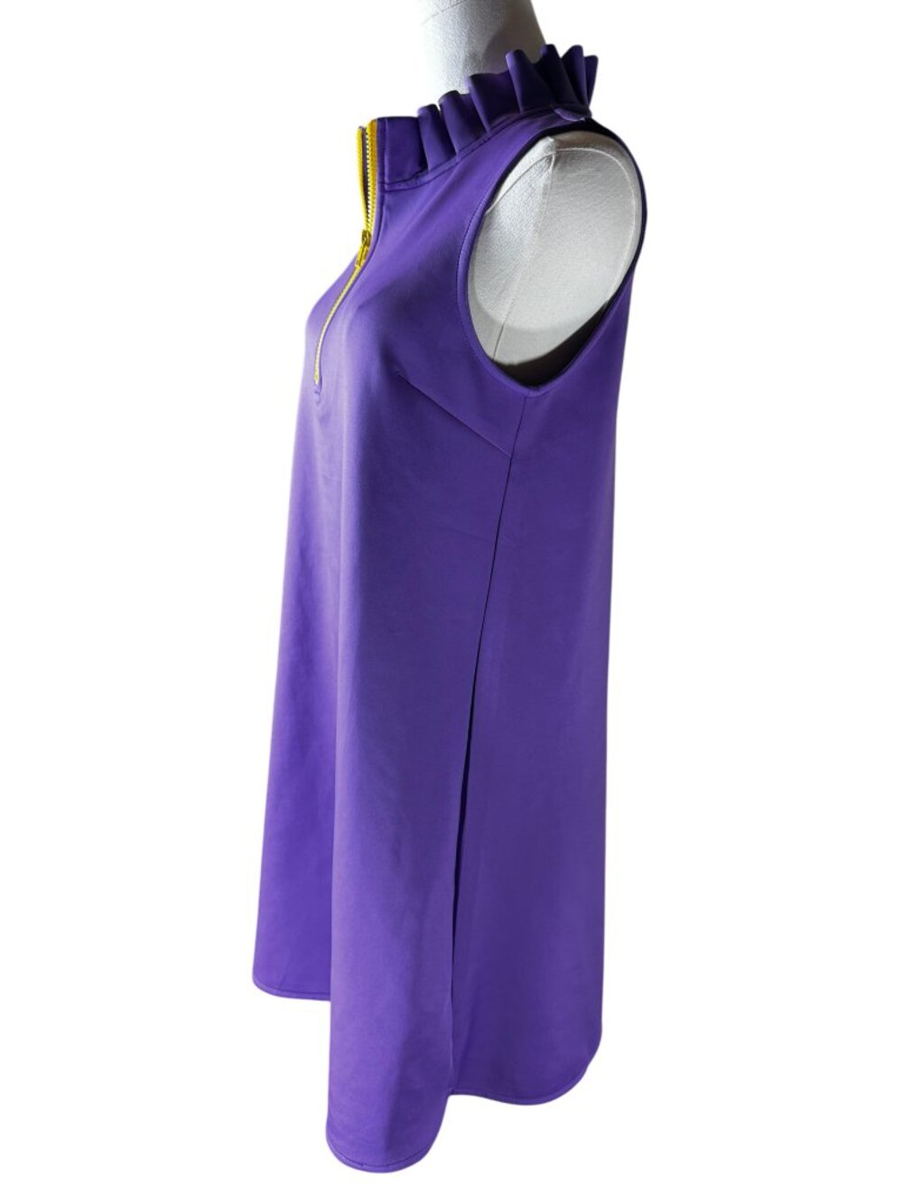 SSYS The Zoey Purple Scuba Ruffle Collar Zip Dress Size Small - Picture 4 of 8
